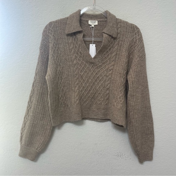 Gentle Fawn Napa Collared Sweater Heather Taupe Size XS - Picture 2 of 6